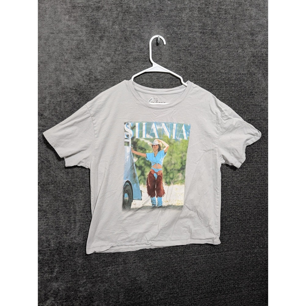 Shania Twain Graphic Tee Light Gray Cotton Short Sleeve Country Music Shirt L